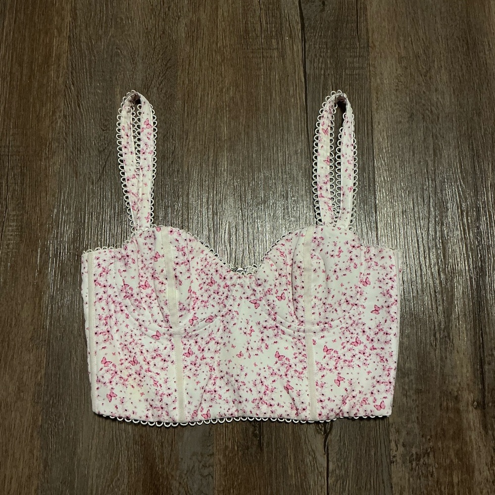 White Fox Floral Pink Women's Top